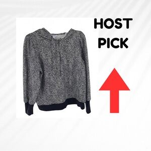 137 NINE WEST  Long Sleeve Drawstring Hoodie Sweater Animal Black/White Size L